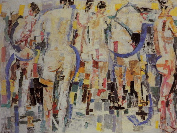 Fausto Pirandello, Bagnanti nella rifrazione, 1960, olio su tela, cm 97x135, Collezione privata 