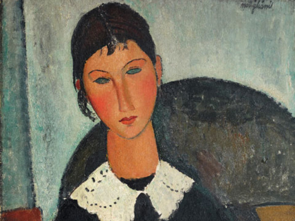 Amedeo Modigliani, Elvire au col balnc (Elvire à la collerette), 1917 o 1918, Olio su tela. Firmato in alto a destra, cm 92 x 65. © Pinacothèque de Paris /Fabrice Gousset