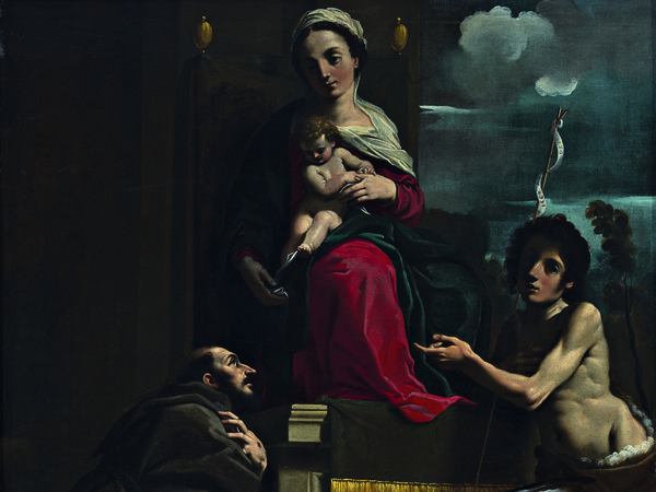 Carlo Bononi, Madonna col Bambino in Trono con i Santi Francesco, Matteo e Giovanni Battista, 1623-25, Olio su tela, 91 x 144 cm, Collezione Privata | Courtesy of Palazzo dei Diamanti, Ferrara, 2017