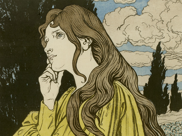 Eugène Grasset, Méditation, 1897, Stampa su seta, 43 x 78 cm, Collezione Privata, Londra
