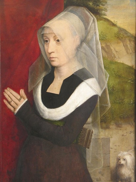 Hans Memling, Ritratto di una donna in preghiera, 1490 ca, olio su tavola, 45x32,5