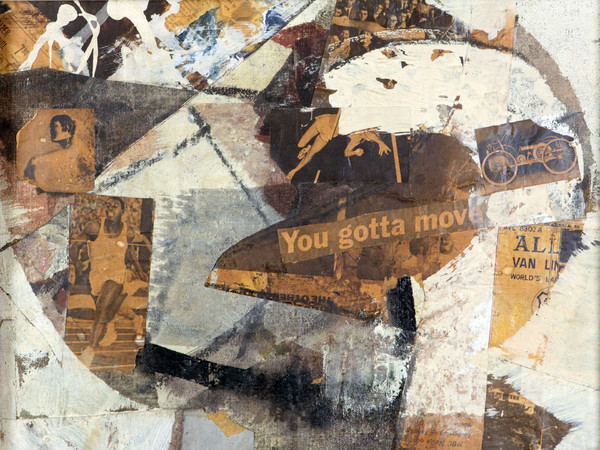 Paolo Schiavocampo , You gotta move New York, 1964, Olio e collage, 33 ×40 cm, Collezione privata