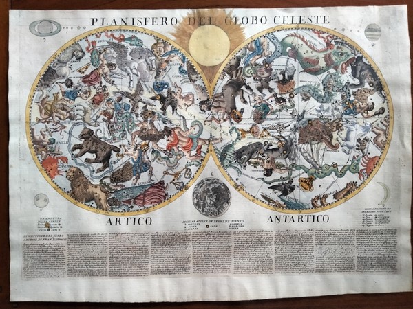 Planisfero del Globo Celeste, 1687. Autore Francesco Brunacci