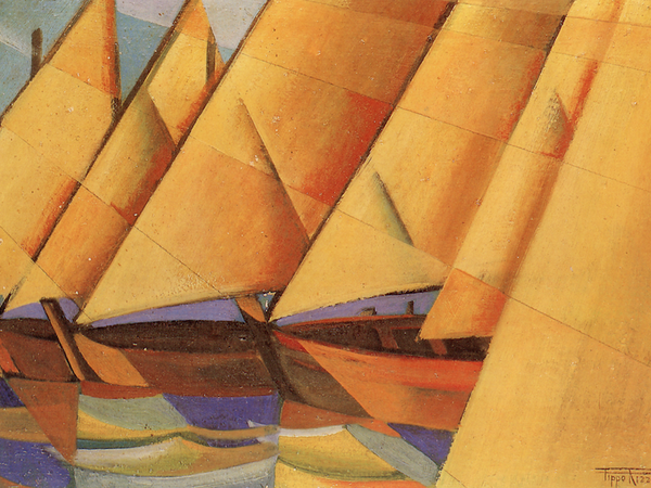 Pippo Rizzo, Ritmi di vela, 1929, olio su tavola. Collezione privata
