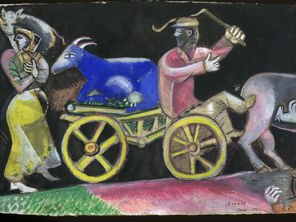 Marc Chagall, Studio per The Cattle Dealer, 1912. Gouache e grafite su carta, cm 15,7x31. Lascito Jules Lubell, New York, all'American Friends of the Israel Museum, in memoria della nonna Chaya Austern Fuchs © Chagall ® by SIAE 2015