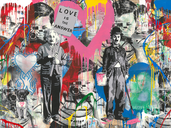 Mr. Brainwash, Juxtapose, 2018, mixed media on paper, 76x152 cm.