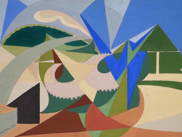 Giacomo Balla, Forze di paesaggio + giardino n. 2, 1917, olio su tela. © Giacomo Balla, by SIAE 2015