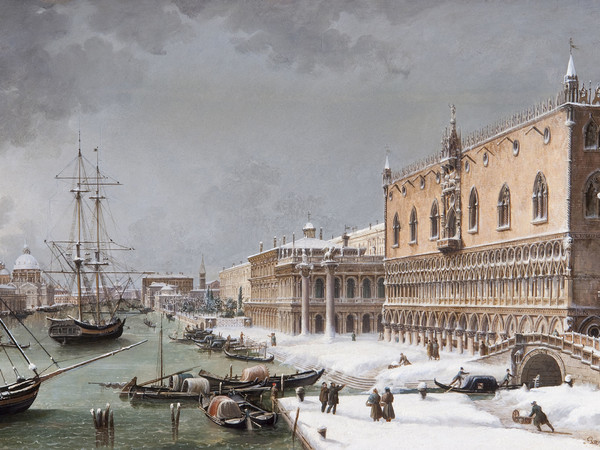 Giuseppe Borsato, Venezia sotto la neve, olio su tela, 41 x 60 cm. Trieste, Musei Civici