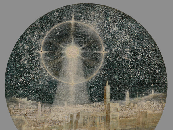 Dmitry Plavinsky, Cosmic phenomenon over Jerusalem, 2000, Tela, tecnica mista