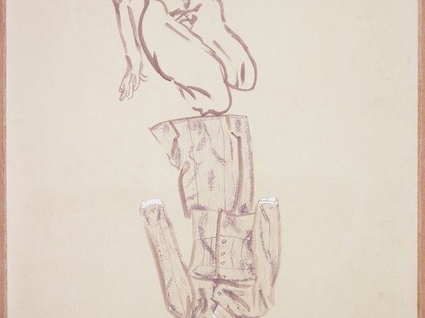 Francesco Clemente, Autoritratto con vestito di Chanel, 1979. Inchiostro e gouache su carta, cm 355,6 x 213,4