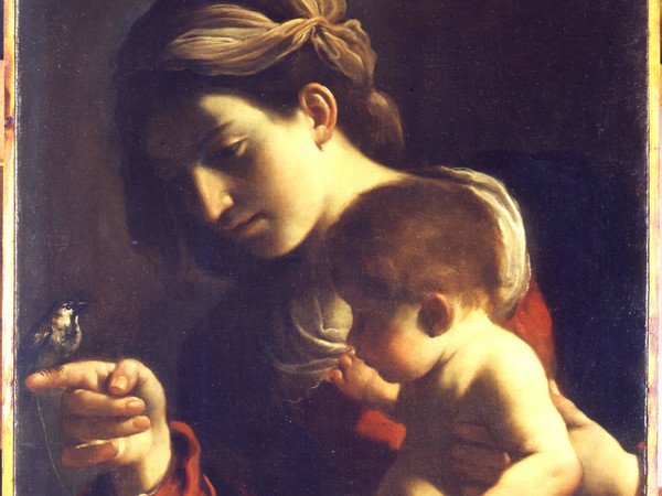 Guercino, La Madonna col Bambino (La Madonna del passero). Bologna, Pinacoteca Nazionale (lascito Denis Mahon) cm 78,5 x 58. Olio su tela.