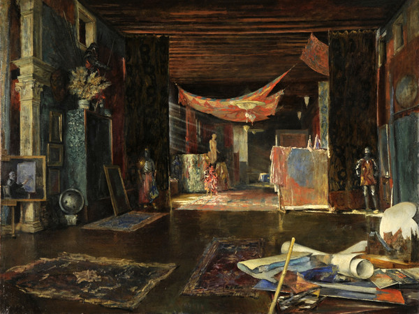 Mariano Fortuny y Madrazo, <em>Lo studio del pittore a Palazzo Pesaro degli Orfei</em>, s.d., Tempera su legno, 132.5 x 119 cm, Venezia, Museo Fortuny | © Archivio fotografico Fondazione Musei Civici di Venezia/Claudio Franzini   <br /><br />