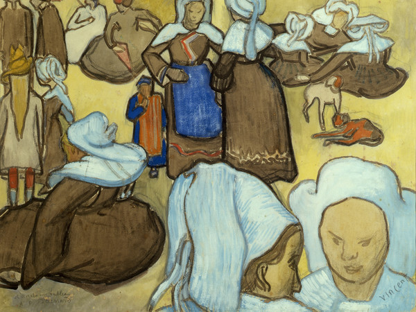 Vincent Van Gogh, Les bretonnes et le pardon de Pont Aven, 1888, Acquarello su carta applicata su cartone, Milano, Galleria d’Arte Moderna | Courtesy of Palazzo dei Priori, Fermo