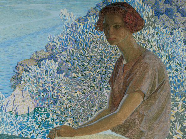 Domenico Guerello, Calma argentea. Ritratto di Alma Fidora, 1922, Olio su tela, Inv. GAM 374, Musei di Nervi - Galleria d'Arte Moderna