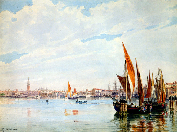 Antonietta Brandeis, Vele in laguna, acquarello su carta, 240x330 mm