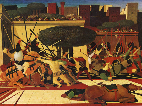 Salvatore Fiume, La battaglia di Torgiano, anni ’49 - ’52, olio su tela, 170x225 cm