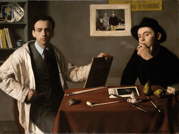 Antonio e Xavier Bueno, Doppio autoritratto, 1944, olio su tela, cm 74×100. Ivrea, Museo Civico Pier Alessandro Garda