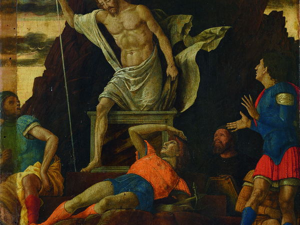 Andrea Mantegna, Resurrezione di Cristo, 1492-93, tempera e oro su tavola, 48,5 x 37,5 cm. Bergamo, Accademia Carrara