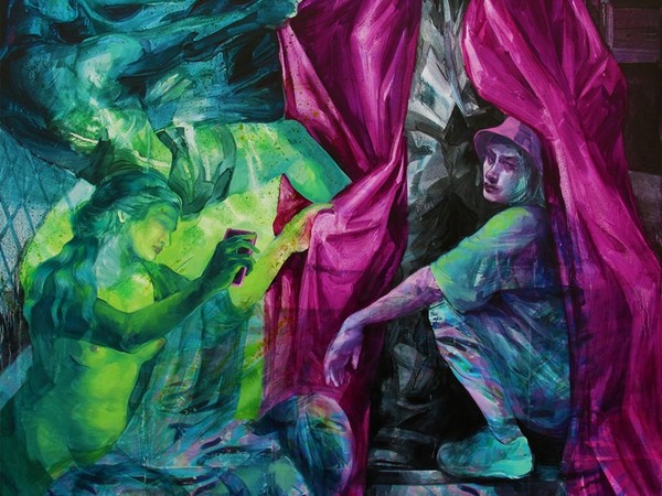 Barbara De Vivi, Nightwatch, 2020, tecnica mista su tela, 180x150 cm.