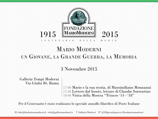 Mario Moderni. Un giovane, la Grande Guerra, la memoria