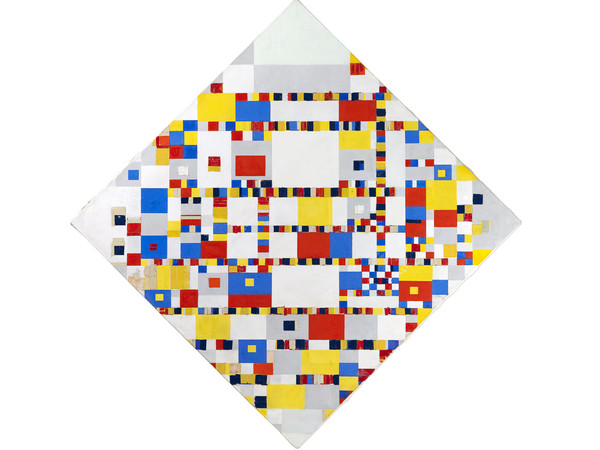 Piet Mondrian, <em>Victory Boogie Woogie</em>, 1942-44. Olio, nastro, carta, carboncino e matita su tela, 127,5 x 127,5 cm <br /> Gemeentemuseum Den Haag. Prestito Cultural Heritage Agency of the Netherlands