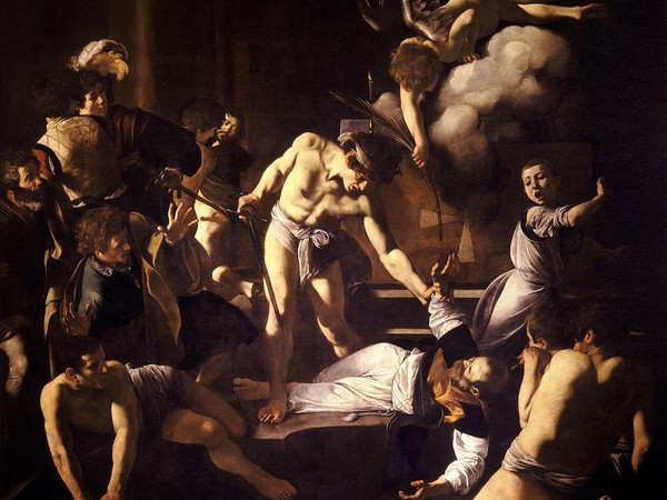 Caravaggio, Martirio di san Matteo, olio su tela, ca. 1599-1601, 323x343 cm. Cappella Contarelli della Chiesa di San Luigi dei Francesi, Roma