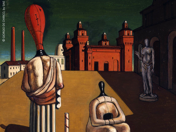 Giorgio De Chirico, Le muse inquietanti, 1974, olio su tela, 50x65 cm, provenienza Fondazione Giorgio e Isa de Chirico, © GIORGIO DE CHIRICO, by SIAE 2023-02-02
