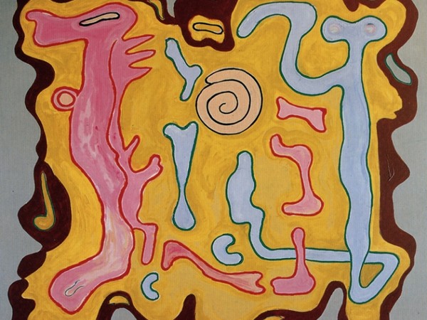Gillo Dorfles, Simbiosi di esseri, 1996 acrilico su tela cm 180 x 200