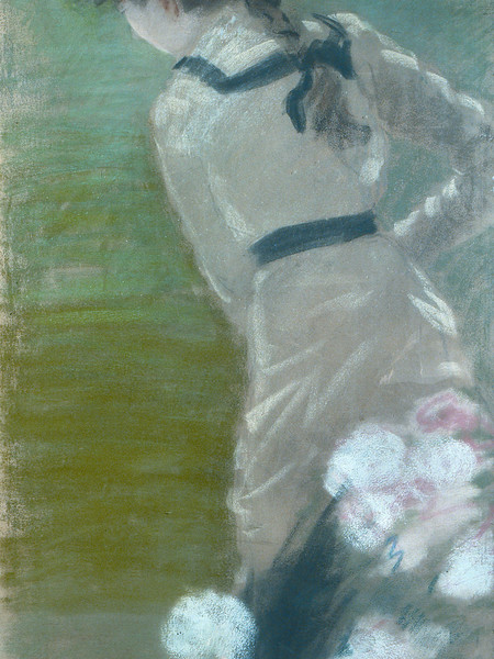 Giuseppe De Nittis, Signora di spalle in giardino, 1883 circa, Pastello su tela, cm. 140x60, Studio d’Arte Nicoletta Colombo, Milano