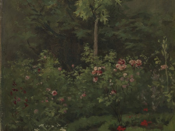Camille Pissarro, Un jardin de roses, 1862, olio su tela, 34,9 x 27,9 cm. Yale University Art Gallery, Gift of the Bernhard Foundation