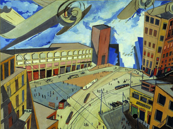 Tato, Aeroplani + Metropoli, 1930, tempera e collage su cartone, cm 51,5x68,5