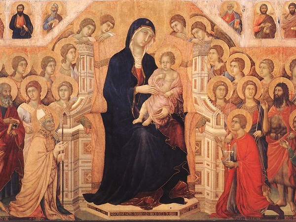 Duccio di Buoninsegna, Maestà del Duomo di Siena, 1308 - 1311. Tempera su tavola, cm 211×426. Museo dell'Opera Metropolitana del Duomo, Siena