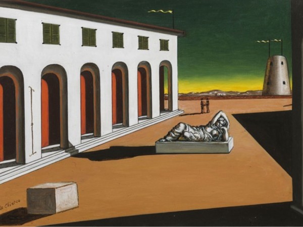 Giorgio De Chirico, Piazza d’Italia. Malinconia, 1969, olio su tela, cm 42x60