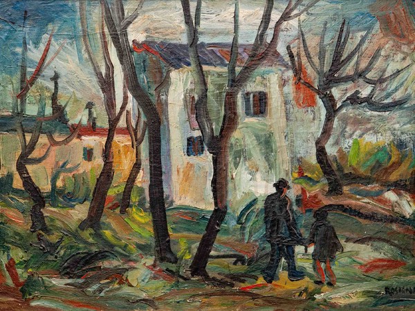 Livio Rosignano, <em>Nonno e nipote</em>, 1951, olio su tela, cm. 50x70. Collezione Sergio Pacor Trieste