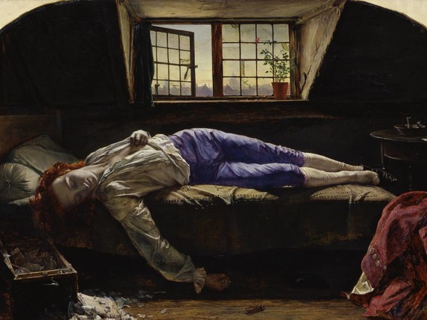 Henry Wallis, Chatterton, 1856. Olio su tela, cm 62,2 x 93,3. Tate Britain, Londra