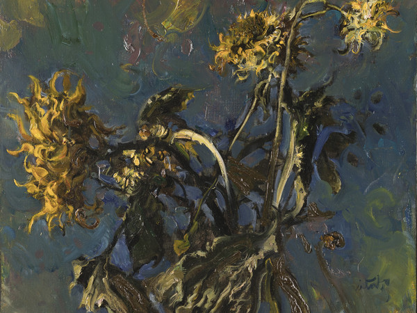 Giancarlo Vitali, Girasoli Nel Blu, 1985, olio su tela, cm. 54x60