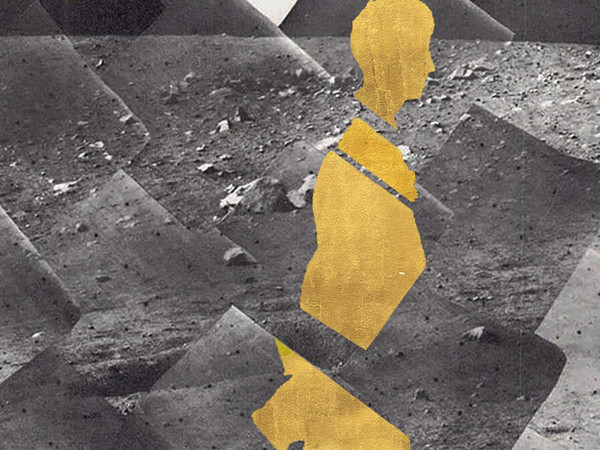 Rä di Martino, Allunati #19, 2021, foglia d’oro, stampa ai pigmenti d’archivio su carta cotone, 150x130x3,5 cm., con cornice, edizione unica