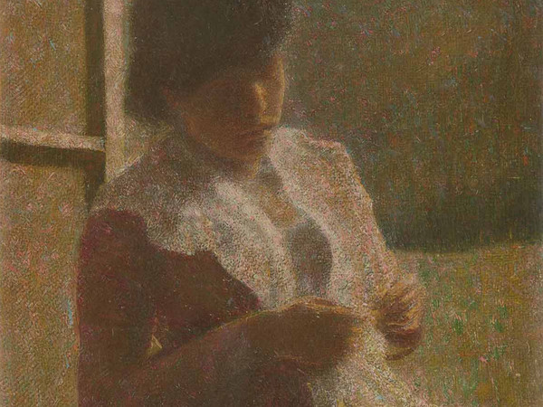 Vittore Grubicy, Ritratto di donna alla finestra, 1886 circa, Olio su tela, 32.5 × 21 cm, Milano, Galleria d'Arte Moderna