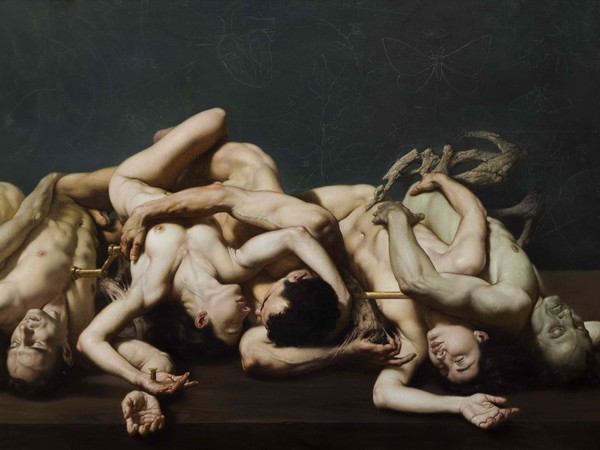 Roberto Ferri, <em>L'amore, la morte e il sogno</em>, Particolare, 2017, Olio su tela, 200 x 110 cm | Courtesy of Roberto Ferri e Fondazione Stelline<br />