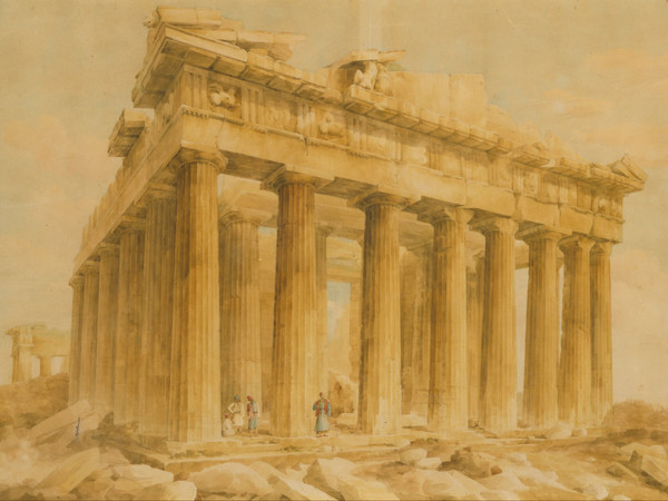 Giovan Battista Lusieri, Veduta del Partenone da nord-ovest, 1802, acquerello, 58 x 95 cm, Atene, Museo Benaki. © 2005 by Benaki Museum – Photographic Archive, Athens