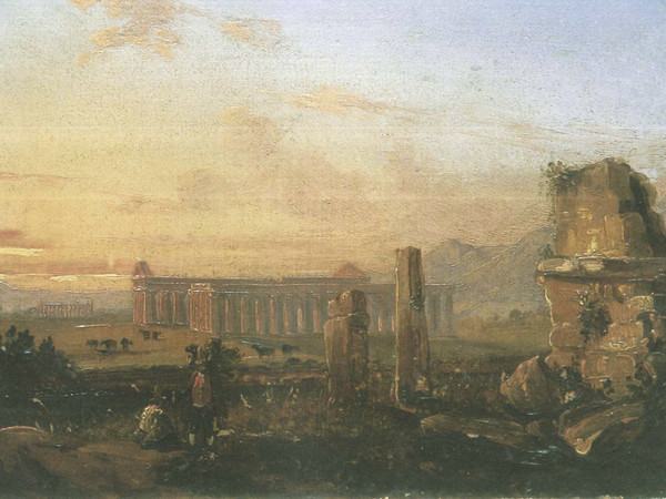 Anton Smick van Pitloo, Veduta dei templi di Paestum