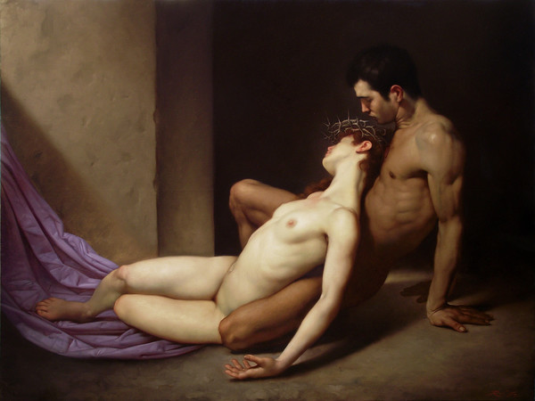 Roberto Ferri, Il Sepolcro degli amanti (2014), ?olio su tela, 100 x 130 