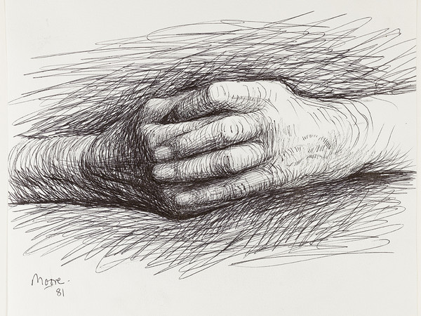 Henry Moore, The Artist's Hands, 1981. HMF 81(135) conté crayon, ballpoint pen I Ph. Nigel Moore, Menor