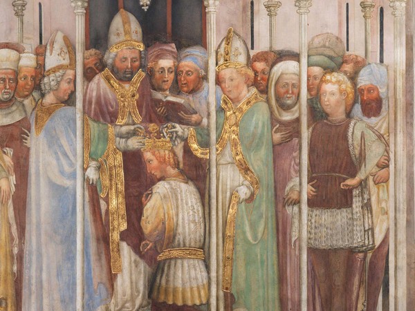 Bottega degli Zavattari, Leggenda di Teodolinda, scena 28, Incoronazione di Agilulfo. © Museo e Tesoro del Duomo di Monza/foto Piero Pozzi