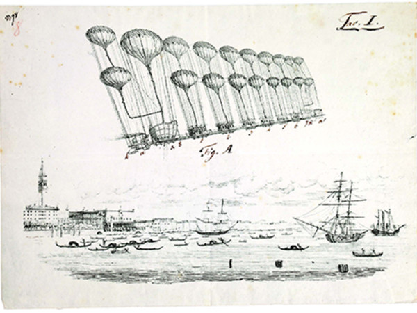 Giovanni Barozzi, Progetto per un sistema di governo della navigazione aerea, tav. I, particolare, 1847. Archivio Istituto Veneto di Scienze, Lettere ed Arti