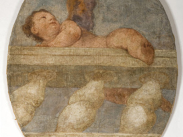 Paolo Caliari detto il Veronese, Putto che scavalca una balaustra, affresco, XVI secolo, 115x87cm