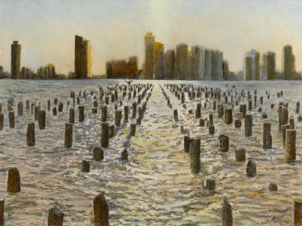 Rossella Gilli, Old Pier and New Jersey View, 2010, olio su tela, 60x80 cm.