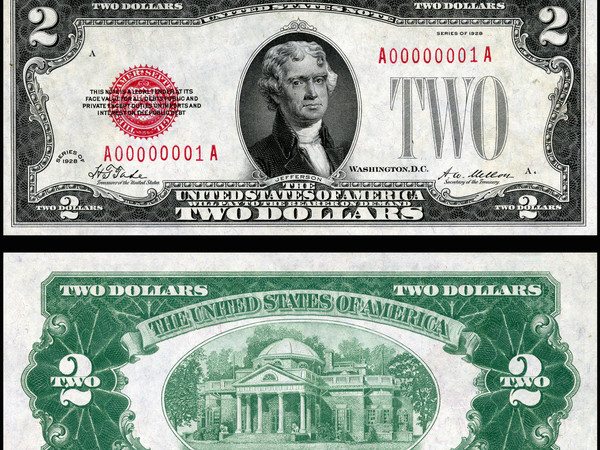 Banconote da due dollari americani