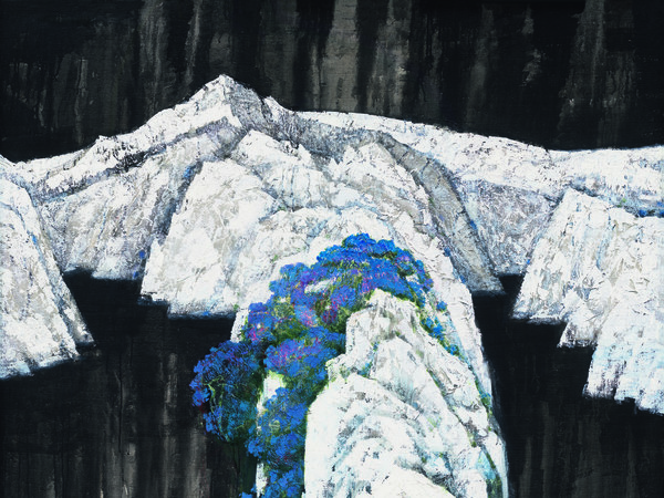 Wen Lipeng, Sinfonia blu, bianca e nera, 2007, Olio su tela, 140 x 140 cm