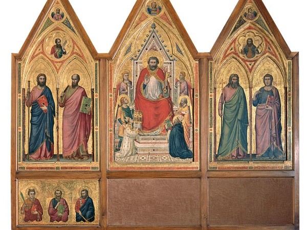 Giotto, Polittico Stefaneschi recto, secondo decennio del Trecento, tempera e oro su tavola, dalla basilica di San Pietro (Città del Vaticano). Città del Vaticano, Musei Vaticani. Su gentile concessione del Servizio Fotografico dei Musei Vaticani, © Governatorato dello Stato della Città del Vaticano